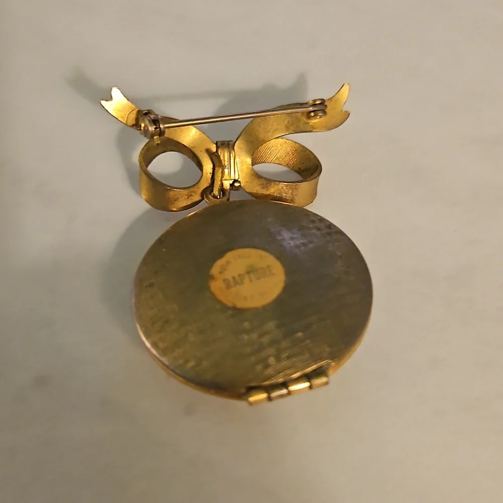 VIntage Avon Rapture Solid Perfume Locket Brooch - Picture 2 of 4